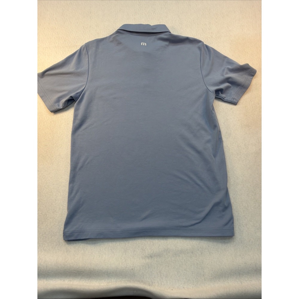 Travis Mathew Blue Golf Polo Shirt Mens Large  Flowers And Palms On‎ Stripe - Picture 8 of 9